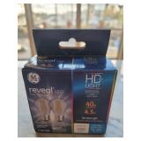 A two pack of g e reveal led bulbs