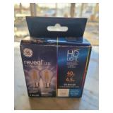 A two pack of g e reveal led bulbs