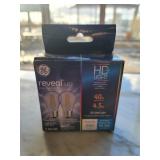 A two pack of g e reveal led bulbs