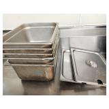 (5) 1/2 Pan Steamer Pans 6" Deep w/ 2 Lids