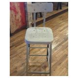 Vintage metal industrial stool  14"x14"x42"