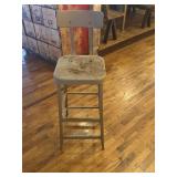 Vintage metal industrial stool  14"x14"x42"