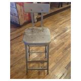 Vintage metal industrial stool  14"x14"x42"
