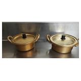 (2) Aluminum Korean Ramen Pots 14cm Gold Tone