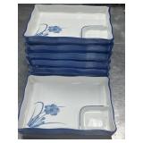 (7) Rectangular Blue and White Serving Tray Dishes