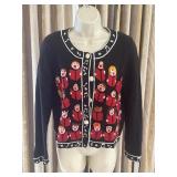 Sz S VTG Michael Simon Carolers Cardigan Sweater