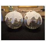 (4) NWT Hand Blown Snow Capped Ornaments