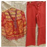 MD Hale Bob Silk Top & INC Jeans sz10