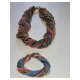 Multi-strand Beaded Necklace & Matching Bracelet