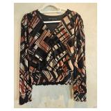 MD White House Black Market Velvet Geometric Top