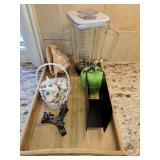 Wooden Tray, Napkin Holder, Glass Blender