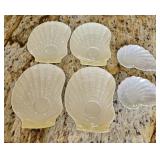 (4) French Belleek Limpet Yellow Snack Plates &