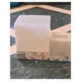 Capiz Shell and Acrylic Trash Can & Tissue Box