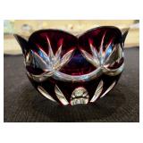 3" Ruby Red Cut to Clear Lead Crystal Hungarian