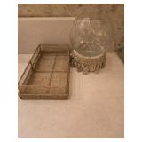 5" Crystal Rose Bowl on Fabric Base + Gold Mesh