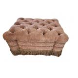 Custom Made Diamond Tufted Top Ottoman w/Fringe