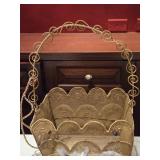 Gold Embellished Basket w/Owls, Frosted Fruit,