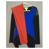 Sz 8 Joseph Ribkoff Asymmetrical Shirt w/Leather