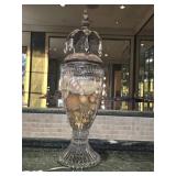 19" Antique Apothecary Jar w/Heavy Metal Top &