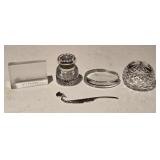 Desk Accessories Including Cut Glass Ink Well,