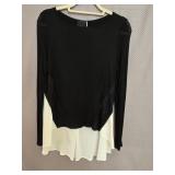 Heather 100% Silk Black & White Asymmetrical Shirt