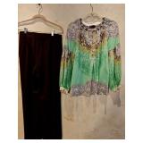 Sz 8/MD Hale Bob Silk Top & Lynn Richie Slacks