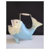 Whimsical Hand Painted Metal Fish Watering Can