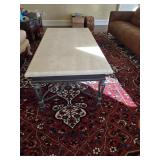 Coffee Table with a Travertine Stone Top and a