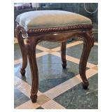 Solid Carved Wood Upholstered Bench