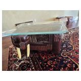 Hand Carved Wooden Elephant Accent Table w/Thick