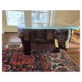 Hand Carved Wooden Elephant  Accent Table w/Thick