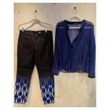 MD/10 Elie Tahari Silk Blouse & Denim Set