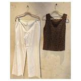 Sz 10 Elie Tahari Cheetah Sweater Tank & Slacks