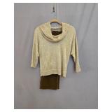 Sz Med Sequined Sweater + Brown Suede Pants Sz 8