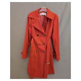SZ 10 Trina Turk Red Double Breasted Trench Coat