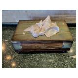 Vintage Italian Green Onyx and Wood Jewelry Box