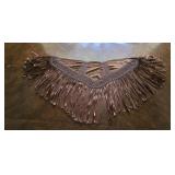 Tezari Brown Suede Triangle Shawl with Fringe