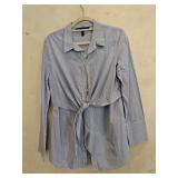 Sz 10 White House Black Market Striped Blouse