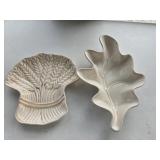 Ceramic Leaf and Wheat Shaped Decorative Dishes