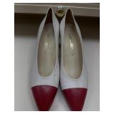 Sz: 7.5 Valero White Pumps w/Red Toe & Heels