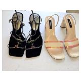 Enzo Angiolini Black Velvet and Metallic Leather