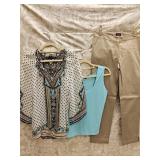 MD/LG Hale Bob Silk Top, Tank, Khaki Pants