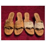 (2) Prs Munro Leather Wedge Slide Sandals, likely