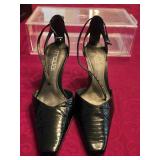 Black Moda Spana Slingback w/Snake Skin Texture