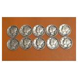 (10) Liberty Dimes 1936 to 38