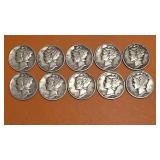(10) Liberty Dimes 1941