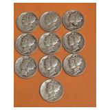 (10) Liberty Dimes 1943