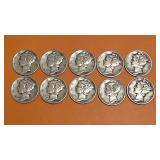 (10) Liberty Dimes 1942