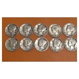 (10) Liberty Dimes 1942