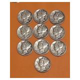 (10) Liberty Dimes 1942